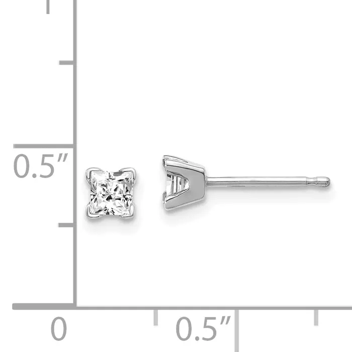 Earrings goldiaca 14k White Gold AAA Quality Complete Princess Cut Diamond Earring
