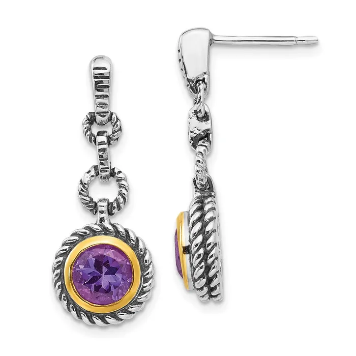 Earrings Goldia Shey Couture Sterling Silver Goldtone Flash Goldplated Antiqued Round Bezel Amethyst Post Dangle Earrings Earrings Goldia Shey Couture Sterling Silver Goldtone Flash Goldplated Antiqued Round Bezel Amethyst Post Dangle Earrings