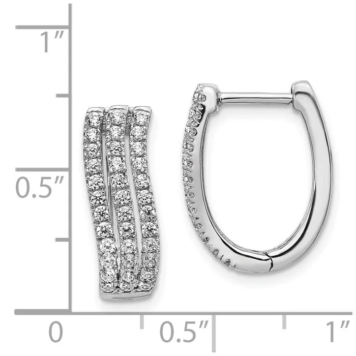Earrings Goldia Solid 14k White Gold 3row Simulated CZ Hinged Hoop Earrings Earrings Goldia Solid 14k White Gold 3row Simulated CZ Hinged Hoop Earrings
