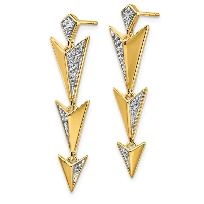 Earrings Goldia Solid 14k Yellow Gold Simulated CZ Fancy Post Dangle Earrings