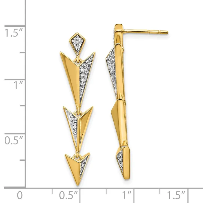 Earrings Goldia Solid 14k Yellow Gold Simulated CZ Fancy Post Dangle Earrings