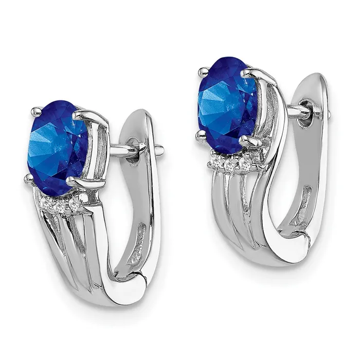 Earrings Goldia Sterling Silver Rhodium Plated Diamond u0026 Sapphire Hinged Earrings