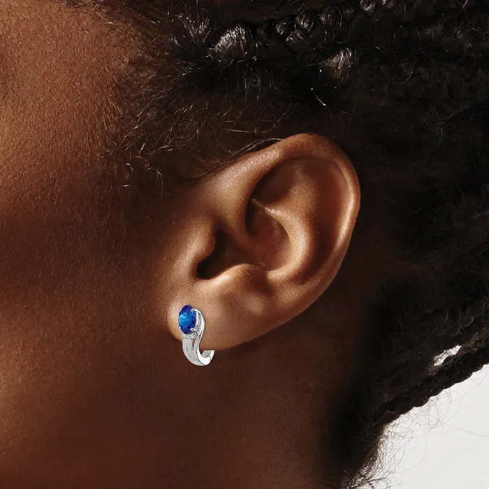Earrings Goldia Sterling Silver Rhodium Plated Diamond u0026 Sapphire Hinged Earrings