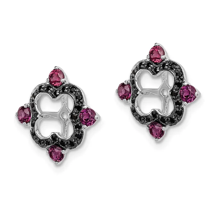 Earrings Goldia Sterling Silver Rhodium Rhodolite Garnet u0026 Black Sapphire Earring Jacket