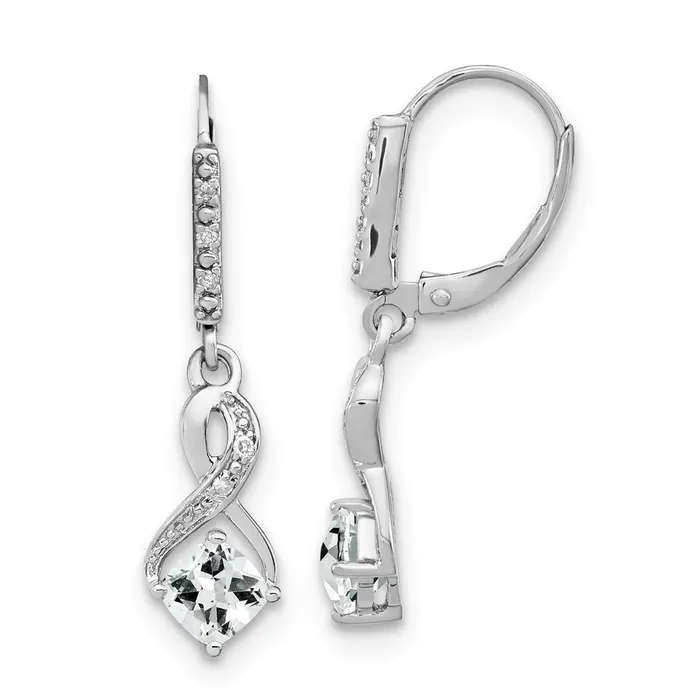 Earrings Goldia Sterling Silver White Topaz and Real Diamond Earrings