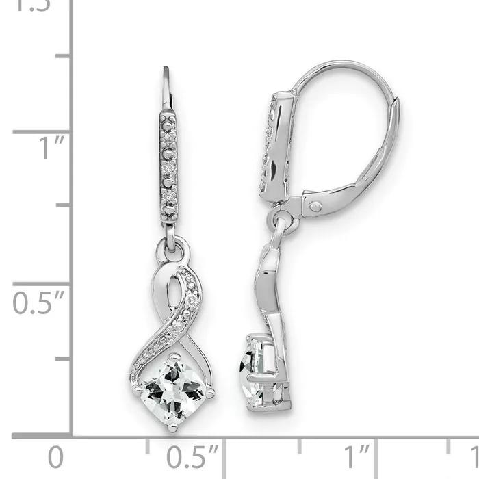 Earrings Goldia Sterling Silver White Topaz and Real Diamond Earrings