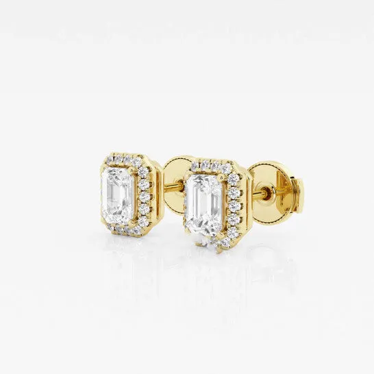 Earrings JMS always Original Brilliant Diamond 14KT Yellow Gold 1 110 cttw EmeraldCut Lab Grown Diamond Halo Stud Earrings for Women GVSSI GSI Earrings JMS always Original Brilliant Diamond 14KT Yellow Gold 1 110 cttw EmeraldCut Lab Grown Diamond Halo Stud Earrings for Women GVSSI GSI