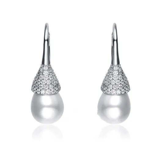 Earrings JMS always Original Megan Walford 925 Sterling Silver Pearl And Cubic Zirconia Bulb Drop Earrings Earrings JMS always Original Megan Walford 925 Sterling Silver Pearl And Cubic Zirconia Bulb Drop Earrings