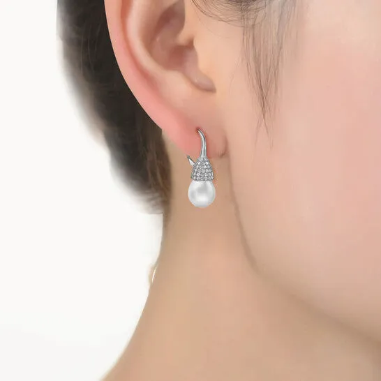 Earrings JMS always Original Megan Walford 925 Sterling Silver Pearl And Cubic Zirconia Bulb Drop Earrings Earrings JMS always Original Megan Walford 925 Sterling Silver Pearl And Cubic Zirconia Bulb Drop Earrings
