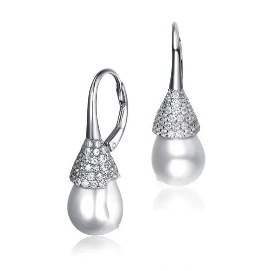 Earrings JMS always Original Megan Walford 925 Sterling Silver Pearl And Cubic Zirconia Bulb Drop Earrings Earrings JMS always Original Megan Walford 925 Sterling Silver Pearl And Cubic Zirconia Bulb Drop Earrings