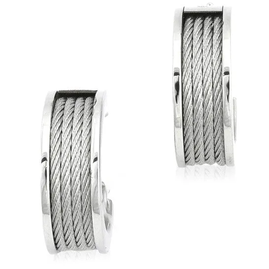 Earrings Original Charriol Forever Stainless Steel Cable Hoop Earrings JMS always Earrings Original Charriol Forever Stainless Steel Cable Hoop Earrings JMS always