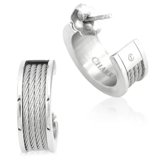Earrings Original Charriol Forever Stainless Steel Cable Hoop Earrings JMS always Earrings Original Charriol Forever Stainless Steel Cable Hoop Earrings JMS always