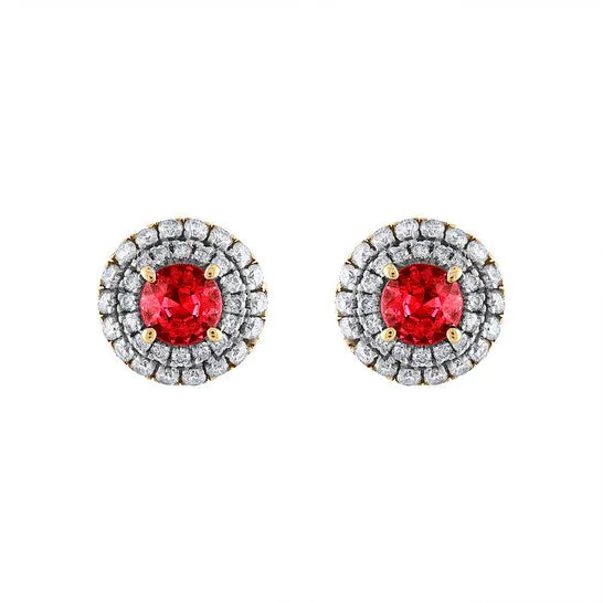Earrings Original Tresorra 18K Yellow Gold Diamond Ruby Earrings JMS always Earrings Original Tresorra 18K Yellow Gold Diamond Ruby Earrings JMS always