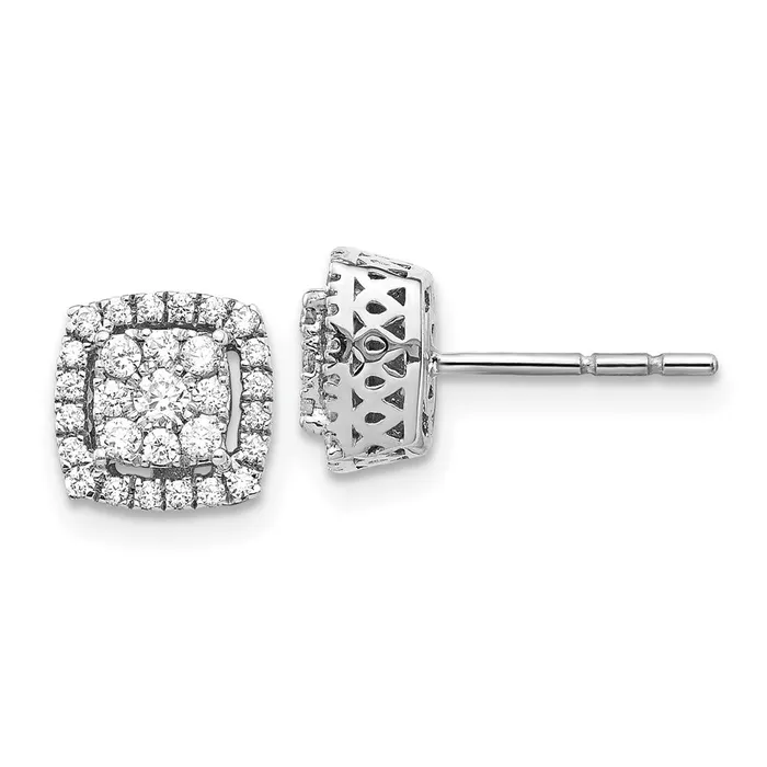 Earrings Solid 14k White Gold Simulated CZ Post Earrings Goldia