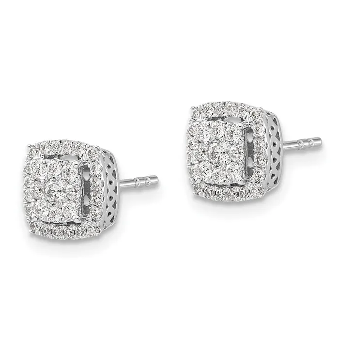 Earrings Solid 14k White Gold Simulated CZ Post Earrings Goldia Earrings Solid 14k White Gold Simulated CZ Post Earrings Goldia