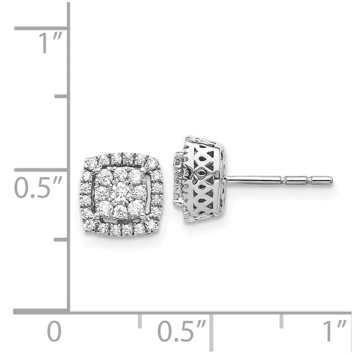 Earrings Solid 14k White Gold Simulated CZ Post Earrings Goldia Earrings Solid 14k White Gold Simulated CZ Post Earrings Goldia
