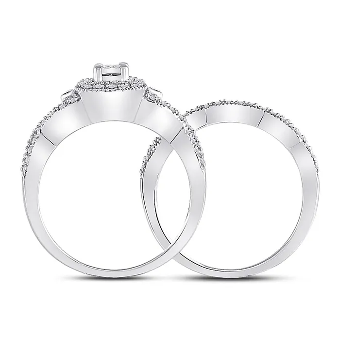gndatlanta 14k White Gold Round Diamond Twist Bridal Wedding Ring Set 14 Cttw Rings