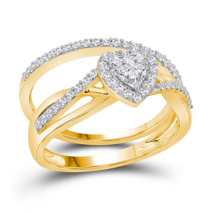gndatlanta 14k Yellow Gold Heart Diamond Bridal Wedding Ring Set 78 Cttw Certified Rings gndatlanta 14k Yellow Gold Heart Diamond Bridal Wedding Ring Set 78 Cttw Certified Rings