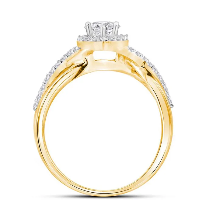 gndatlanta 14k Yellow Gold Heart Diamond Bridal Wedding Ring Set 78 Cttw Certified Rings