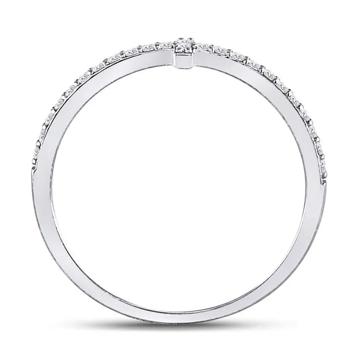 gndatlanta 14kt White Gold Round Diamond Cross Stackable Band Ring 16 Cttw Rings