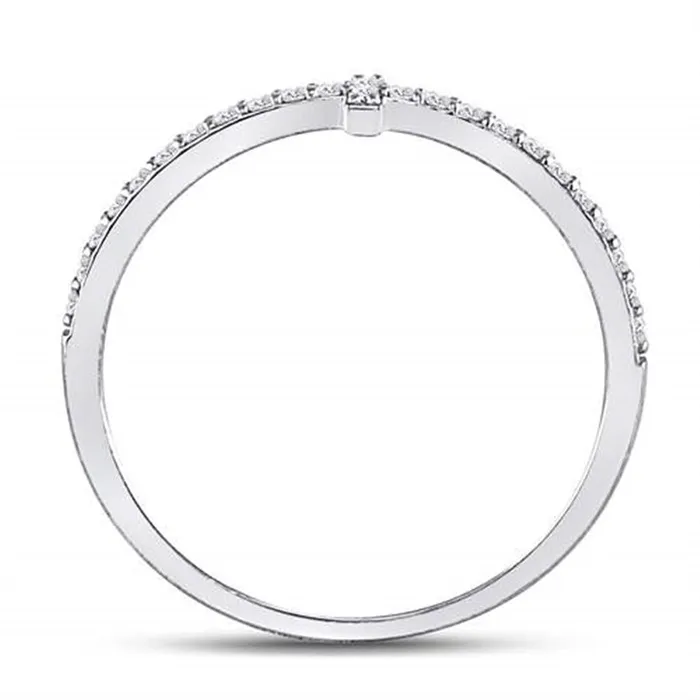 gndatlanta 14kt White Gold Round Diamond Cross Stackable Band Ring 16 Cttw Rings