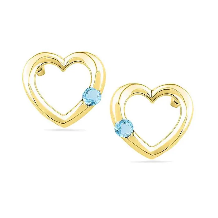 gndatlanta Earrings 10k Yellow Gold Round Created Blue Topaz Heart Earrings 18 Cttw gndatlanta Earrings 10k Yellow Gold Round Created Blue Topaz Heart Earrings 18 Cttw