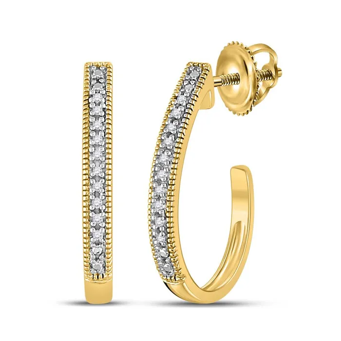 gndatlanta Earrings 10k Yellow Gold Round Diamond Half J Hoop Earrings 03 Cttw gndatlanta Earrings 10k Yellow Gold Round Diamond Half J Hoop Earrings 03 Cttw