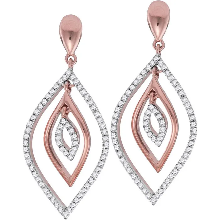 gndatlanta Earrings 10kt Rose Gold Womens Round Diamond Nested Oval Dangle Earrings 38 Cttw gndatlanta Earrings 10kt Rose Gold Womens Round Diamond Nested Oval Dangle Earrings 38 Cttw