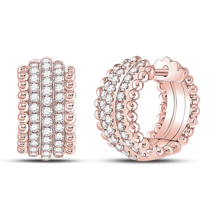gndatlanta Earrings 14k Rose Gold Round Diamond Huggie Earrings 34 Cttw gndatlanta Earrings 14k Rose Gold Round Diamond Huggie Earrings 34 Cttw