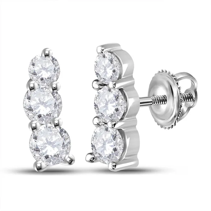 gndatlanta Earrings 14k White Gold Round Diamond Fashion 3stone Earrings 1 Cttw gndatlanta Earrings 14k White Gold Round Diamond Fashion 3stone Earrings 1 Cttw