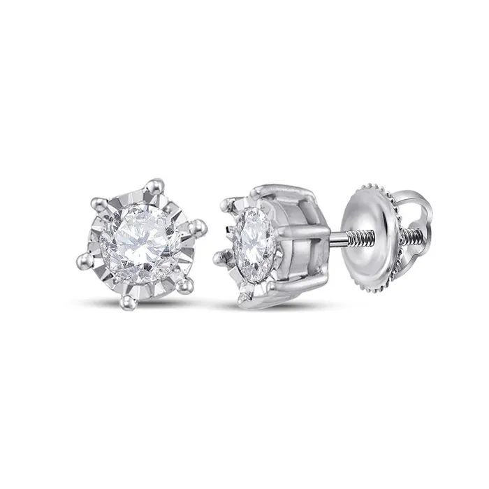 gndatlanta Earrings 14k White Gold Round Diamond Solitaire Stud Earrings 14 Cttw gndatlanta Earrings 14k White Gold Round Diamond Solitaire Stud Earrings 14 Cttw