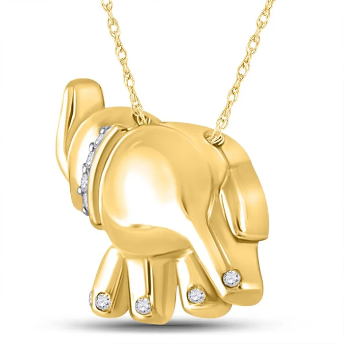 gndatlanta Necklaces 10k Yellow Gold Round Diamond Elephant Animal Pendant 03 Cttw gndatlanta Necklaces 10k Yellow Gold Round Diamond Elephant Animal Pendant 03 Cttw
