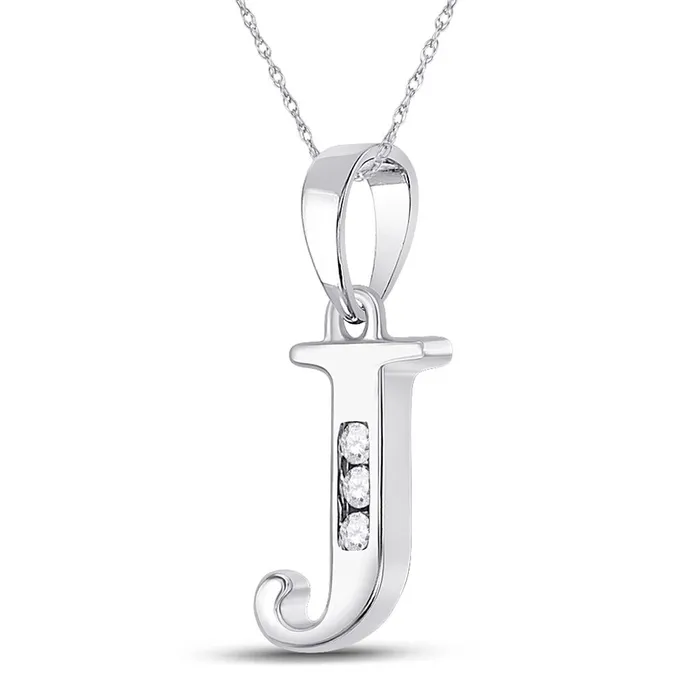 gndatlanta Necklaces 14k White Gold Round Diamond J Initial Letter Pendant 120 Cttw gndatlanta Necklaces 14k White Gold Round Diamond J Initial Letter Pendant 120 Cttw