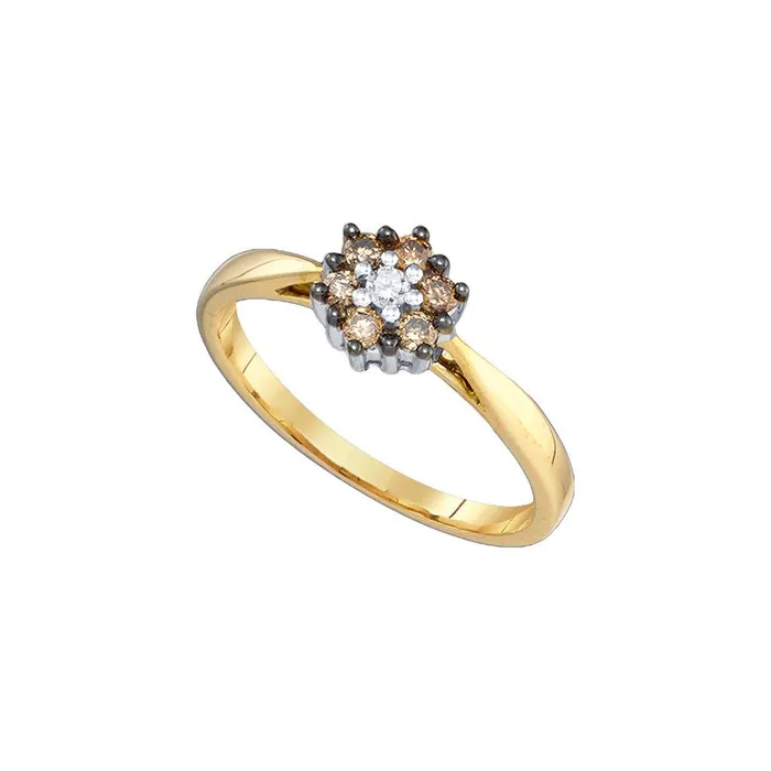 gndatlanta Rings 10k Yellow Gold Brown Flower Cluster Diamond Bridal Engagement Ring 14 Cttw gndatlanta Rings 10k Yellow Gold Brown Flower Cluster Diamond Bridal Engagement Ring 14 Cttw