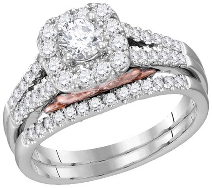 gndatlanta Rings 14k Twotone Gold Round Diamond Bridal Wedding Ring Set 1 Cttw Certified gndatlanta Rings 14k Twotone Gold Round Diamond Bridal Wedding Ring Set 1 Cttw Certified