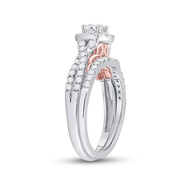 gndatlanta Rings 14k Twotone Gold Round Diamond Bridal Wedding Ring Set 1 Cttw Certified