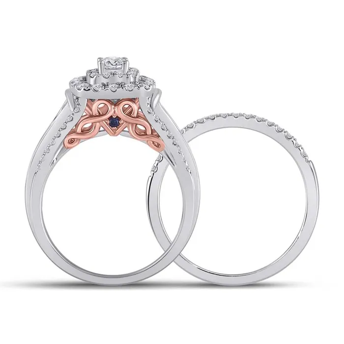 gndatlanta Rings 14k Twotone Gold Round Diamond Bridal Wedding Ring Set 1 Cttw Certified