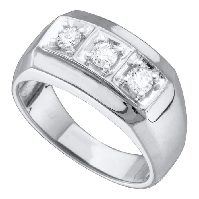 gndatlanta Rings 14k White Gold Round Diamond 3stone Fashion Band Ring 12 Cttw gndatlanta Rings 14k White Gold Round Diamond 3stone Fashion Band Ring 12 Cttw