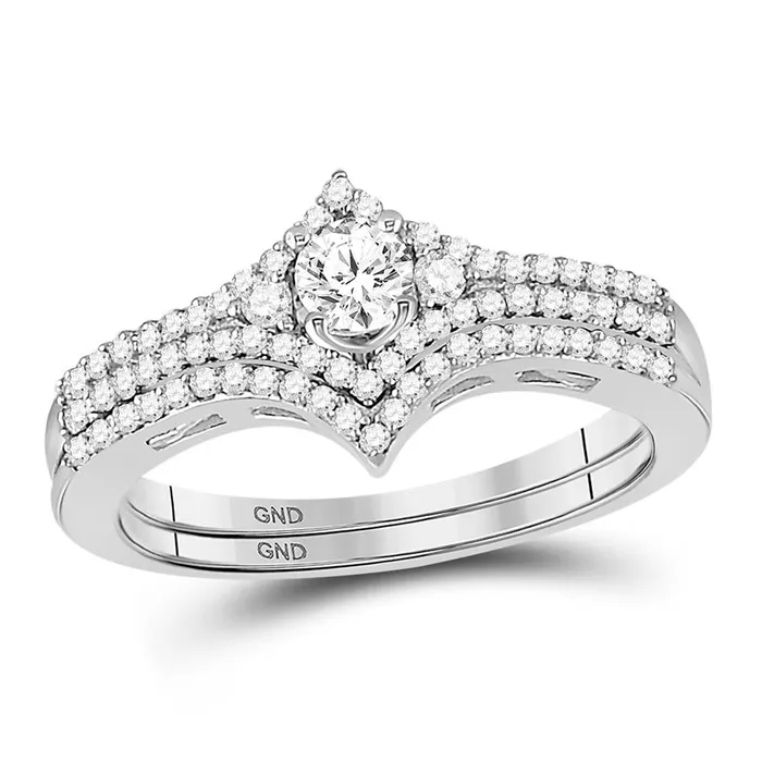 gndatlanta Rings 14k White Gold Round Diamond Chevron Bridal Wedding Ring Set 12 Cttw gndatlanta Rings 14k White Gold Round Diamond Chevron Bridal Wedding Ring Set 12 Cttw