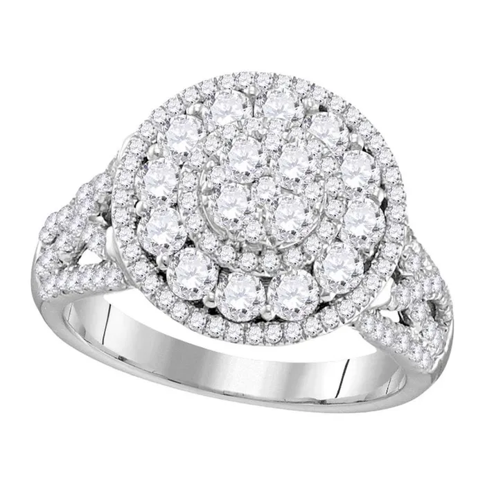 gndatlanta Rings 14k White Gold Round Diamond Circle Cluster Ring 2 Cttw gndatlanta Rings 14k White Gold Round Diamond Circle Cluster Ring 2 Cttw
