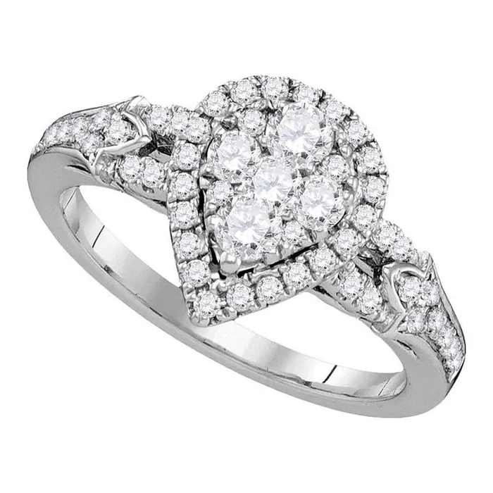 gndatlanta Rings 14k White Gold Round Diamond Cluster Bridal Engagement Ring 34 Cttw gndatlanta Rings 14k White Gold Round Diamond Cluster Bridal Engagement Ring 34 Cttw