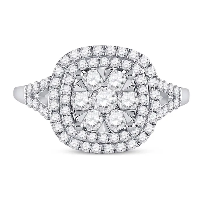 gndatlanta Rings 14k White Gold Round Diamond RightHand Cluster Ring 1 Cttw gndatlanta Rings 14k White Gold Round Diamond RightHand Cluster Ring 1 Cttw