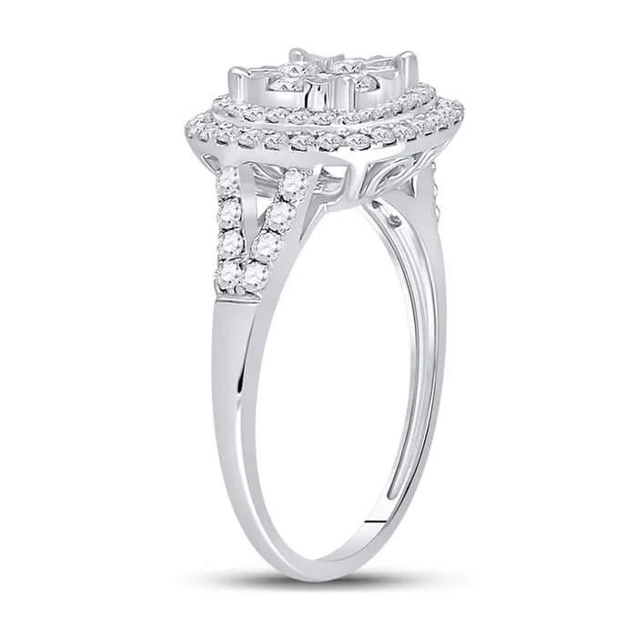 gndatlanta Rings 14k White Gold Round Diamond RightHand Cluster Ring 1 Cttw