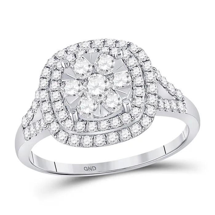 gndatlanta Rings 14k White Gold Round Diamond RightHand Cluster Ring 1 Cttw