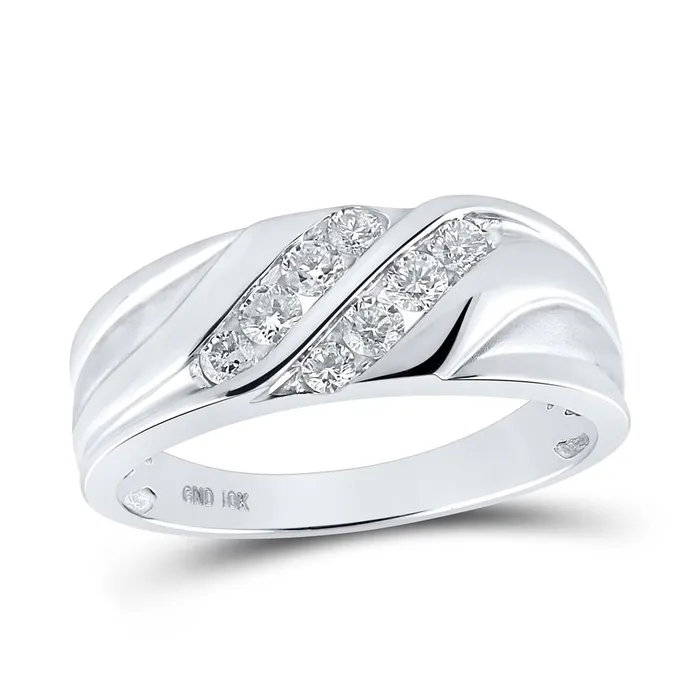 gndatlanta Rings 14k White Gold Round Diamond Wedding Band Ring 12 Cttw