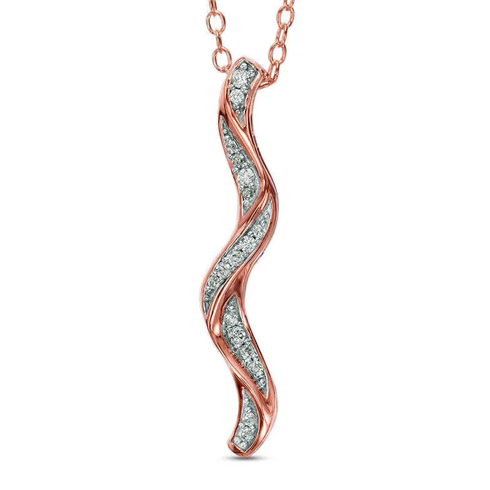 Goldia 007 CT TW Natural Diamond Linear Wave Pendant in 10K Yellow Gold Necklaces Goldia 007 CT TW Natural Diamond Linear Wave Pendant in 10K Yellow Gold Necklaces