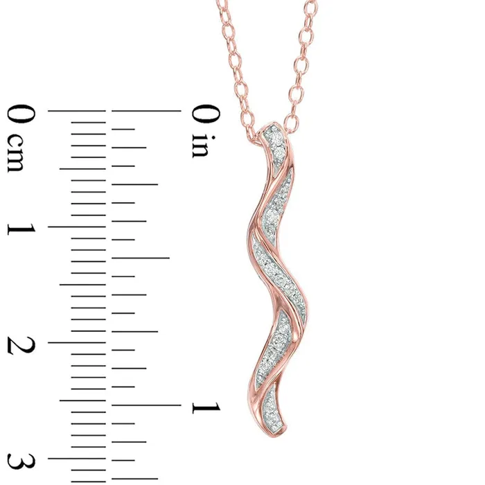 Goldia 007 CT TW Natural Diamond Linear Wave Pendant in 10K Yellow Gold Necklaces Goldia 007 CT TW Natural Diamond Linear Wave Pendant in 10K Yellow Gold Necklaces