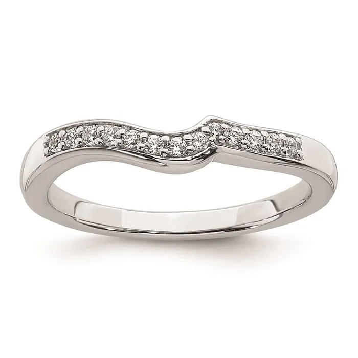 Goldia 012ct CZ Solid Real 14k White Gold Contoured Wedding Band Ring Rings