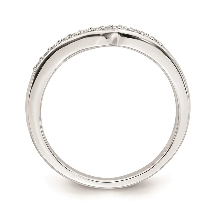 Goldia 012ct CZ Solid Real 14k White Gold Contoured Wedding Band Ring Rings