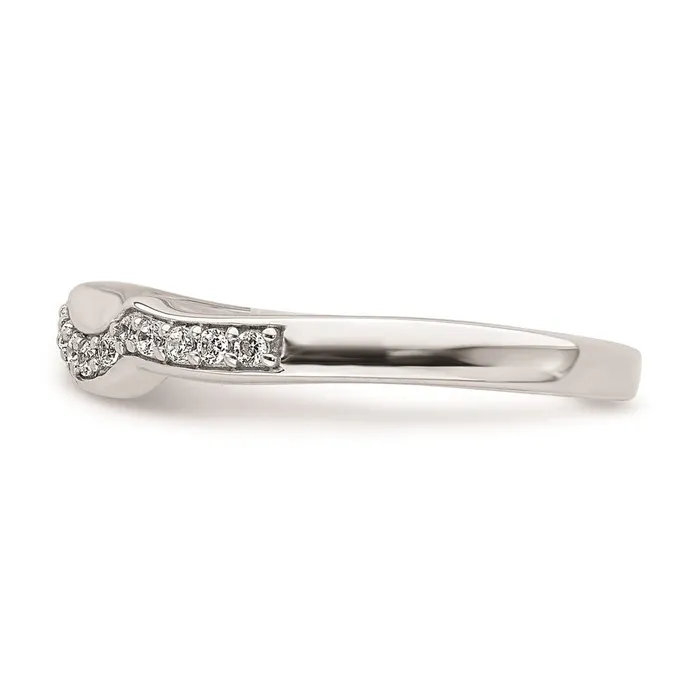 Goldia 012ct CZ Solid Real 14k White Gold Contoured Wedding Band Ring Rings